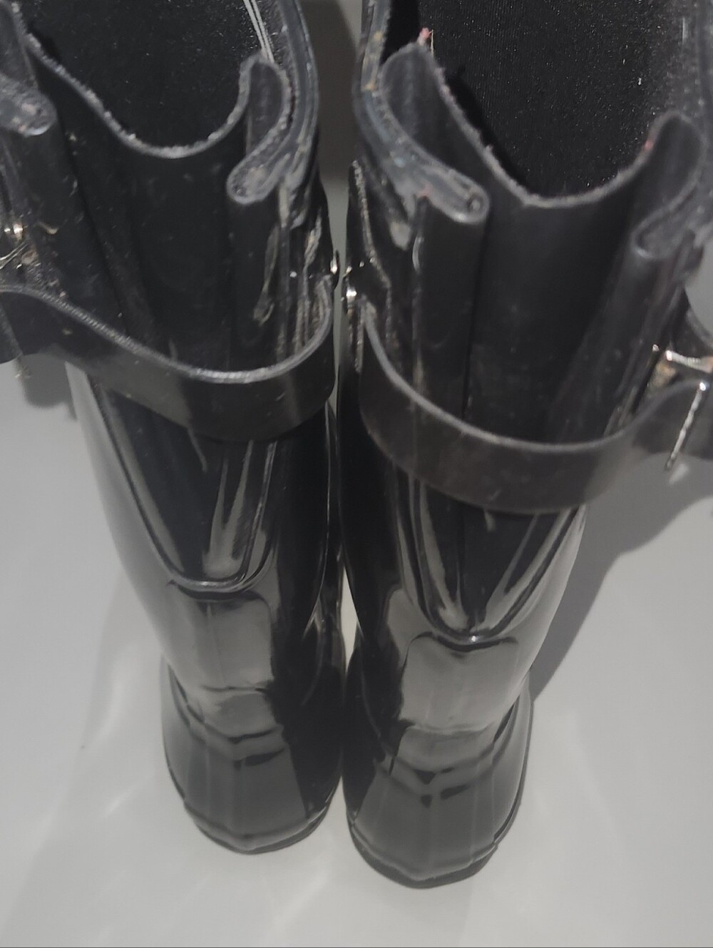 Hunter Women's Black Tall Gloss Rain Boots Size 7 - Picture 9 of 12